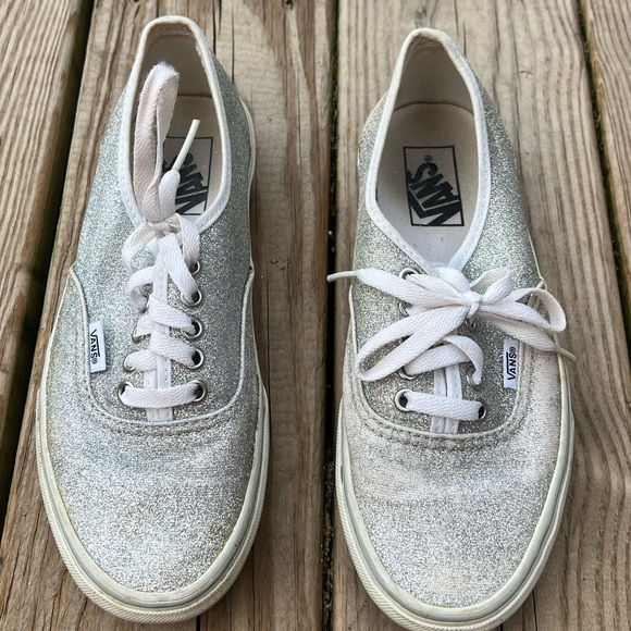 Vans Shoes - vans | men’s 6.5 women’s 8 vans silver sparkly shoes